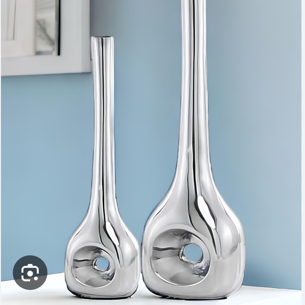 Elegant Silver Vases  set Z galleries modern Aluminum